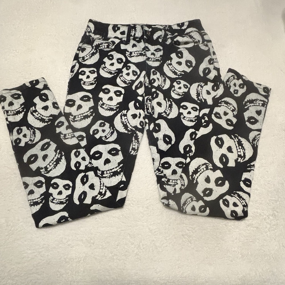 Iron Fist x Misfits Fiend Skull Print Skinny Jeans Black White Women's Unisex 5